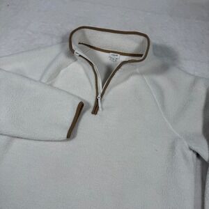 J. Crew Womens Sherpa Fleece Quarter Zip Pullover Sweatshirt White XLarge